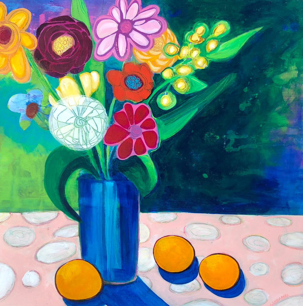 Blue Vase and Oranges